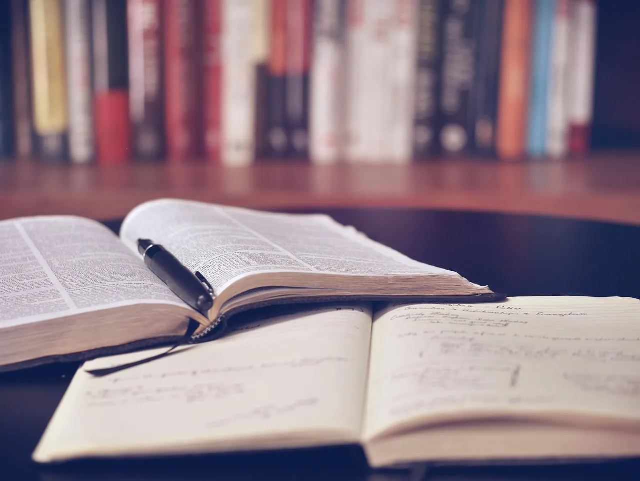A photograph of books by lil_foot on Pixabay